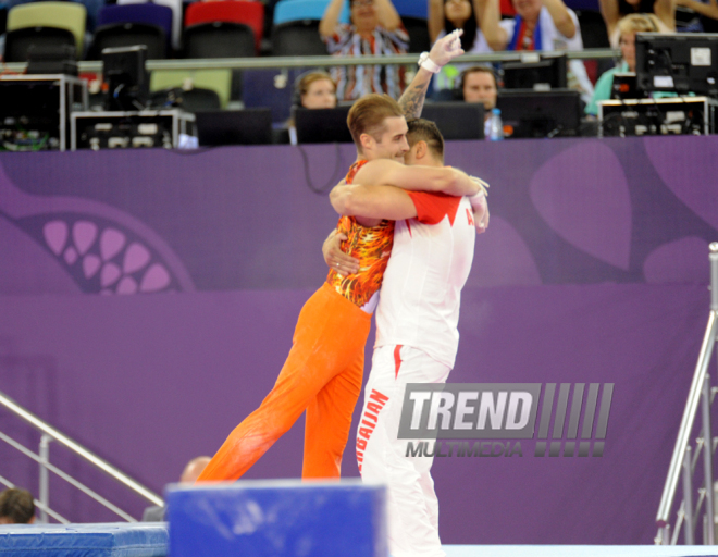 Azərbaycan gimnastı Oleq Stepko Avropa Oyunlarında gümüş medal qazandı. Bakı, Azərbaycan, 18 iyun 2015